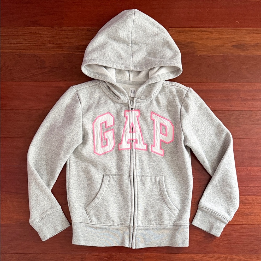 GAP Hoodie Jacket Gray with Pink Logo